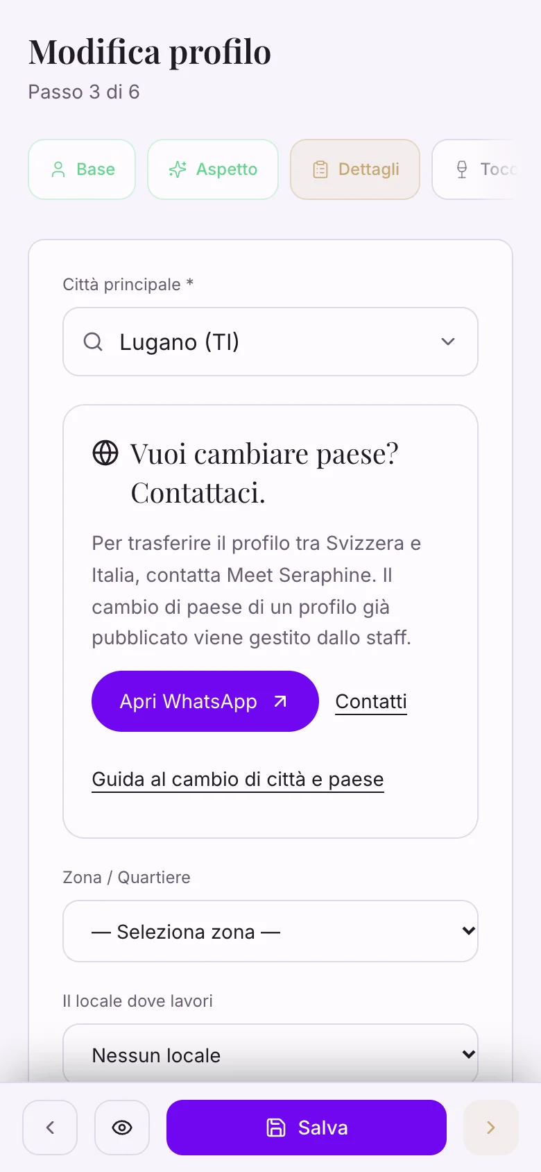 Modifica profilo